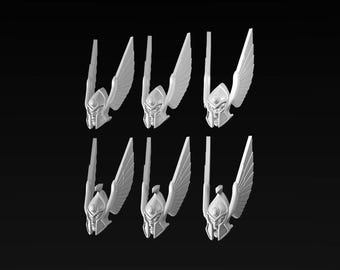 Noble elf helmets with wings resin 3d print 28mm miniatures / Fantasy tabletop gaming