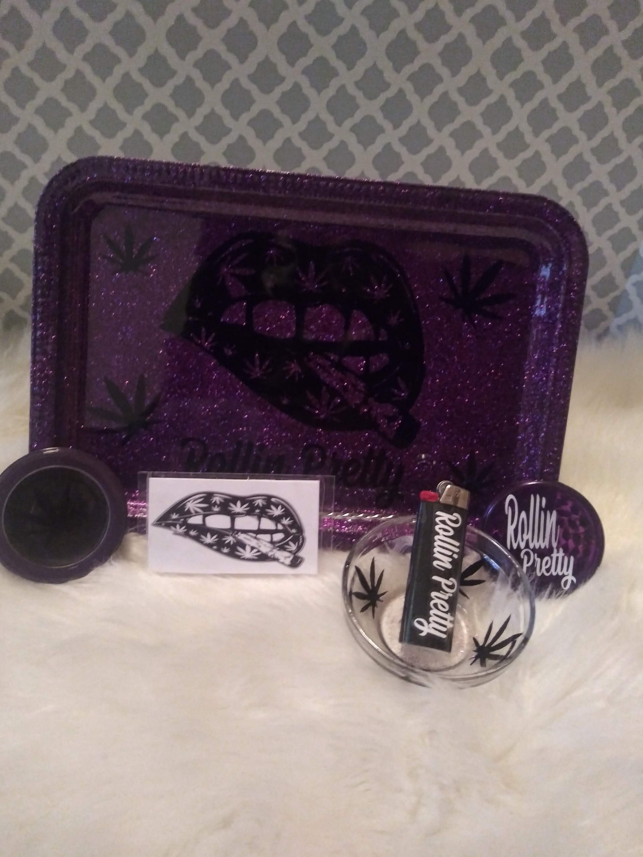 Custom glitter rolling tray set Etsy