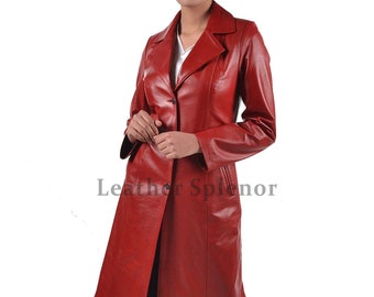 red leather swing coat