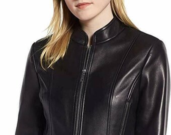 Genuine Leather Classic Peplum Designer Women Leather Jacket Biker Jacket