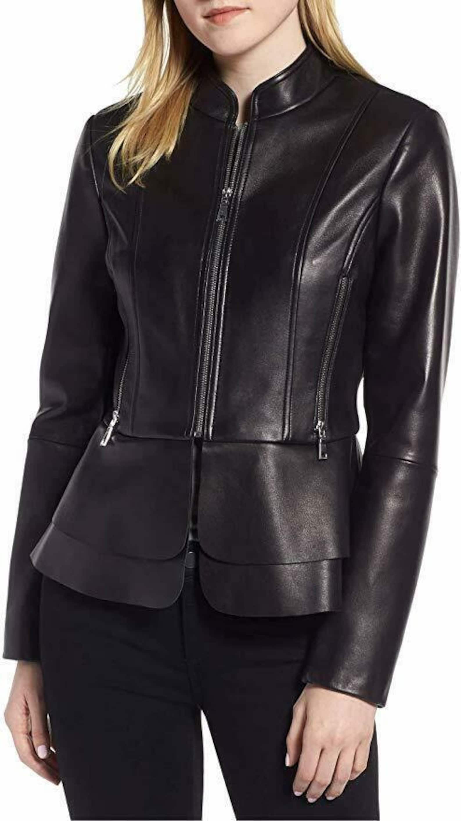 Genuine Leather Classic Peplum Designer Women Leather Jacket Etsy