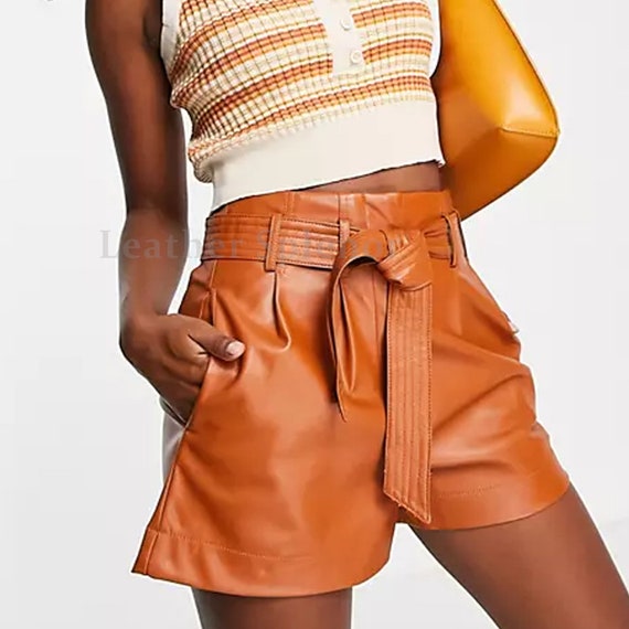 Leather shorts ladies cheap