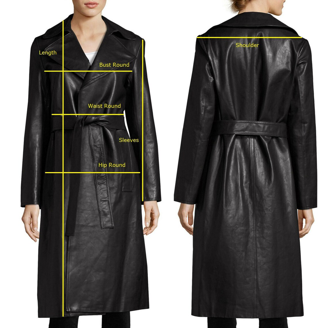 Zipper Front Women Genuine Leather Coat Black Leather Coat For Etsy