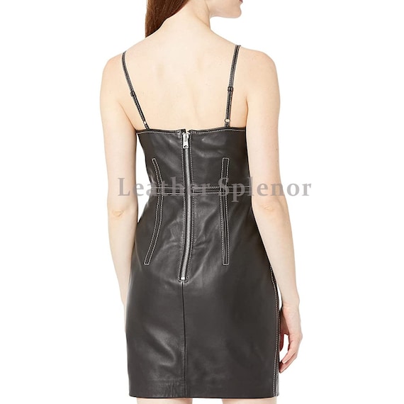 Genuine leather cheap mini dresses