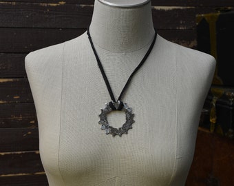 Unique one of a kind Steampunk gear necklace worn, rusted, pitted and beautiful gothic