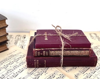 Burgundy & GoldBook Stack: 1880s-1910 Vintage Gilded Religious Decor
