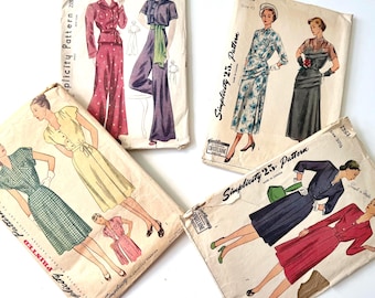 Original Vintage Simplicity Sewing Patterns | Your Choice | 1930s - 1940s Fashion Ephemera