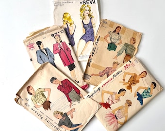 Vintage Sewing Patterns | Simplicity, Hollywood & Kwik Sew | 1940s-70s Blouse, Coat and Swimsuit Patterns