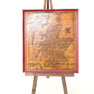 Framed Antique-Style Scotland Map: Robert Morden Reproduction, Orange Wood Frame