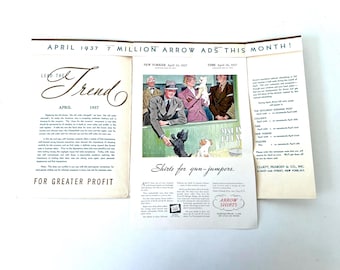 Vintage 1937 ARROW Shirts Advertising Kit, Historic Ad Campaign