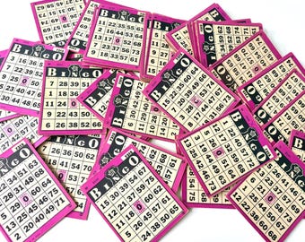Vintage 1960s Bingo Cards – Set of 10, Retro Game Ephemera, Authentic Original