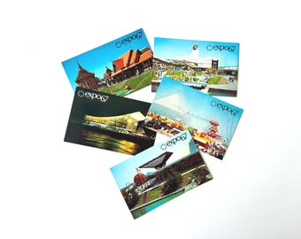 5 Vintage Expo 67 Postcards, Montreal Canada, Unused, 1967 World’s Fair