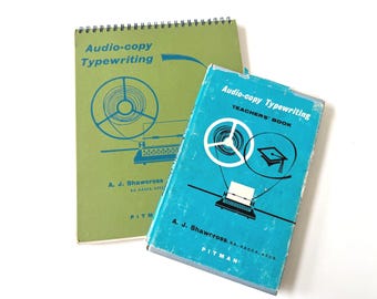 Vintage 1960s Audio Typewriting Books Set, Pitman Secretarial School Manuals, Learn to Type