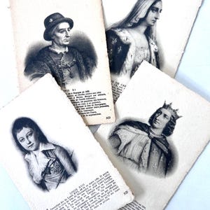 Vintage & RARE! 4 French Postcards, 1910 Antique Cartes Postales Françaises, Louis XI, Blanche de Castille, Louis XVII, Saint Louis Ephemera