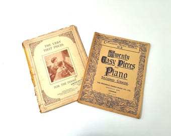 Antique Beginner Piano Lesson Books | Set of 2 | Early 1900s Music Instruction