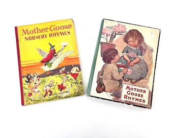 Vintage MOTHER GOOSE NURSERY Rhyme Books, Choice of Two! Authentic Rare Illustrated Hardcover Editions