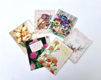 Vintage 1950s Floral Get Well Cards - Set of 6 Mid-Century Ephemera