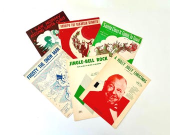 Vintage Christmas Sheet Music Collection – 6 Original Mid-Century Holiday Classics