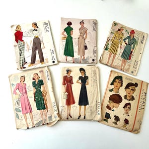 Original Vintage McCall Sewing Patterns | Your Choice | 1935 - 1947 Dress & Hat Designs | Fashion Ephemera