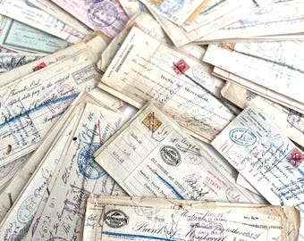Antique Cancelled Bank Checks, 10 Pieces, 1915-1919, WWI Ephemera, Junk Journaling Scrapbooking, Hand Written