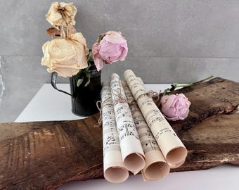 Antique Music Sheet Scrolls: Set of 5, Vintage Paper Ephemera, Holiday Decor