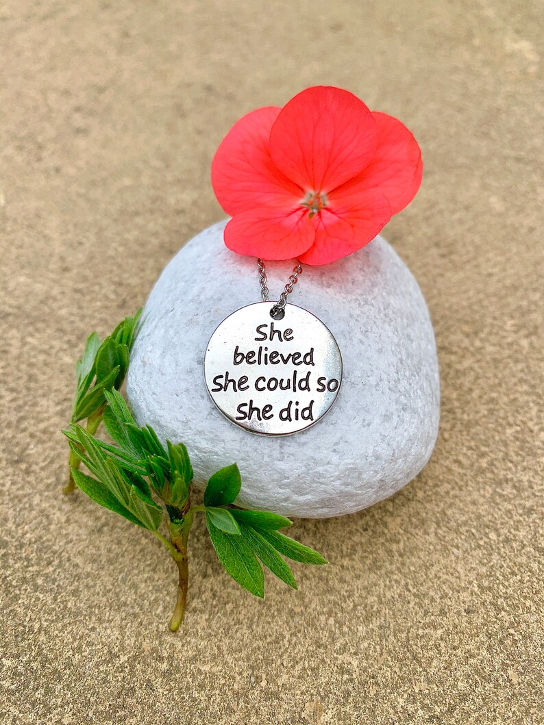 She Believed She Could So She Did Stainless Steel Charm Necklace