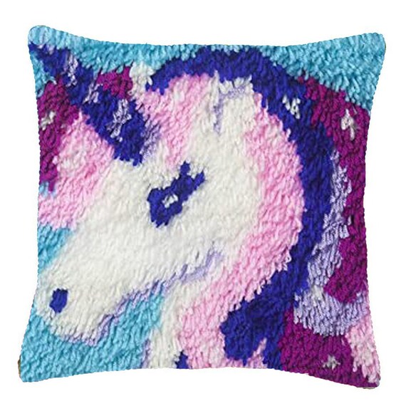 Latch Hook Kits Unicorn pillowcase size 16 x16 Etsy