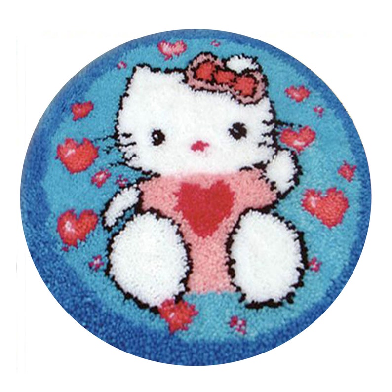 Latch Hook Kit Hello Kitty Cat pattern Rug size 20 inches x 20 Etsy
