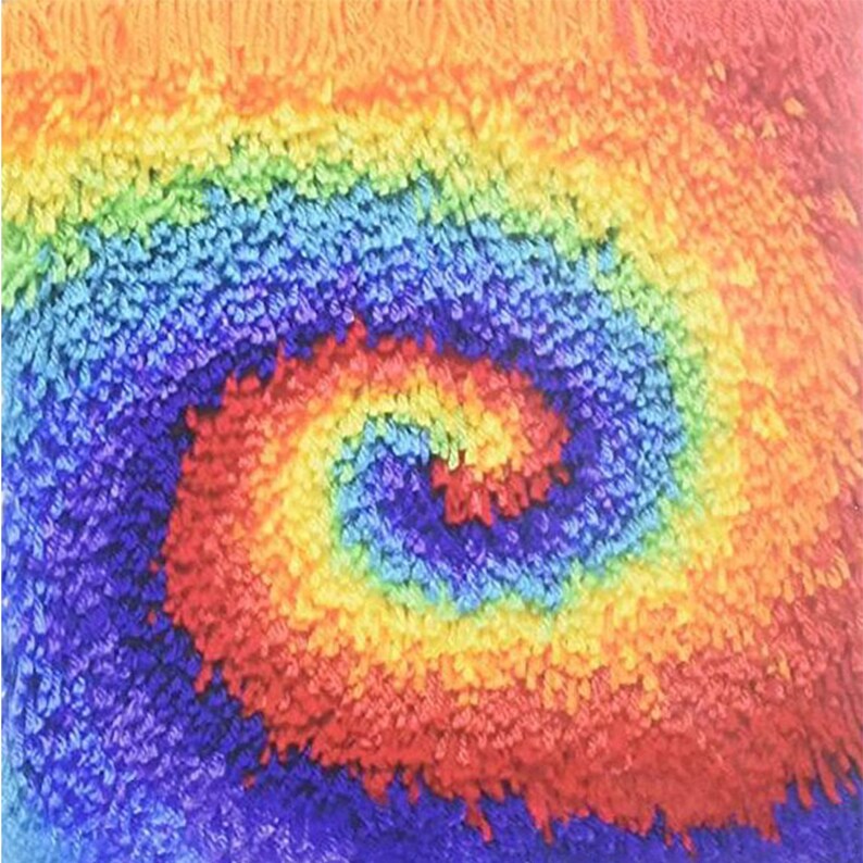 Latch Hook Kits Swirl Rainbow Pattern Pillowcase size 16 Etsy