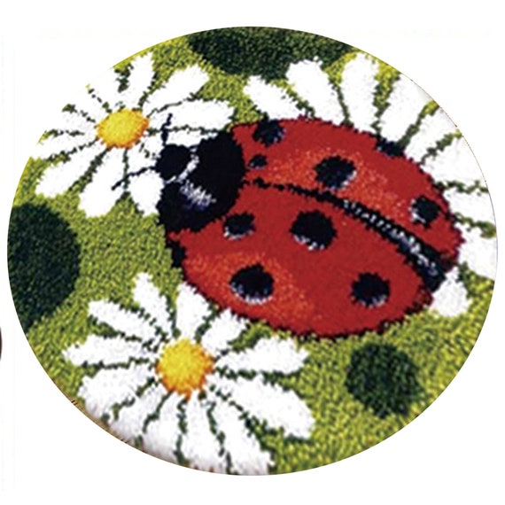 Latch Hook Kit Ladybug and flower pattern Rug size 20 inches x Etsy