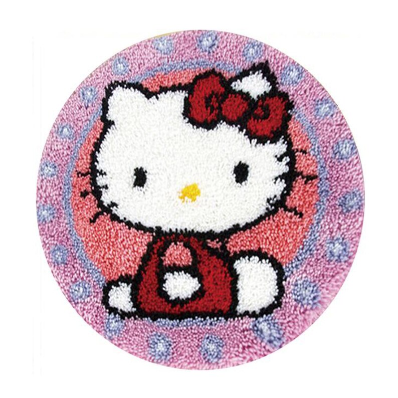 Latch Hook Kit Hello Kitty Cat pattern Rug Kit size 20 inches Etsy