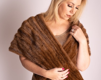 Mink fur stole shawl wrap bolero cape