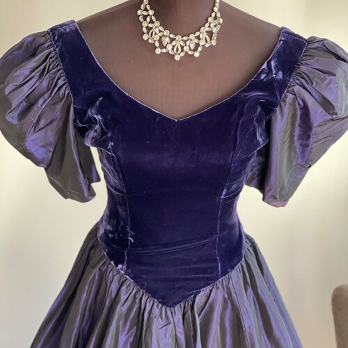 80s 90s Ball Gown Dress Purple 80s Prom Party Dress XS Small - Etsy