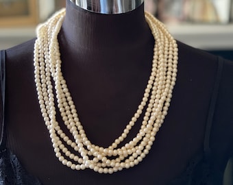 Multi strand pearl necklace