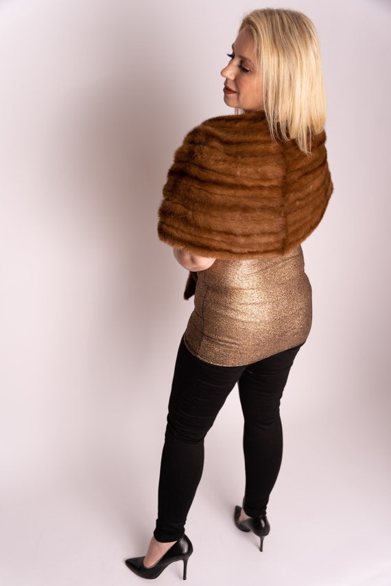 Mink fur stole shawl wrap bolero cape - image 2