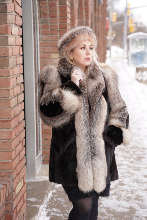 Mink & Fox Fur Coat Jacket Chubby - Etsy Mink & Fox Fur Coat Jacket Chubby - Etsy