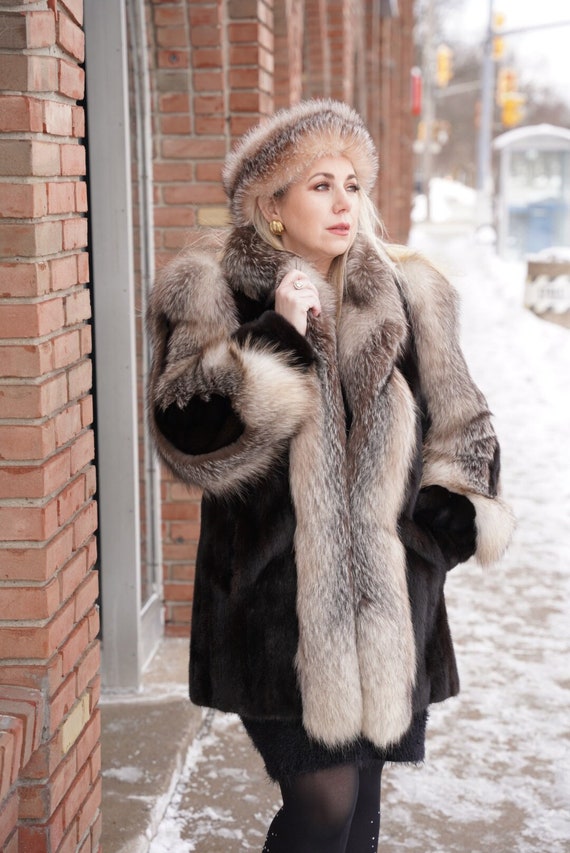 Mink & fox fur coat jacket chubby