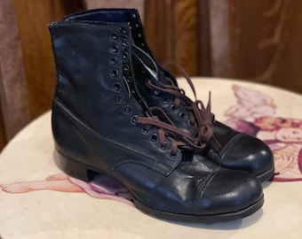Antique leather boots shoes