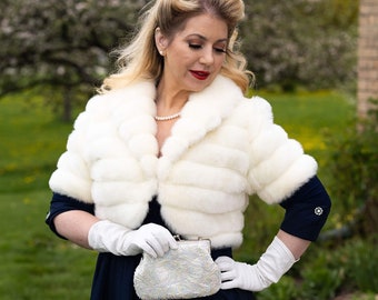 White faux fur bolero winter bride