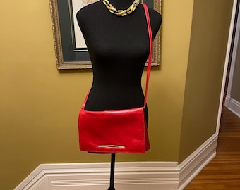 80s red leather purse