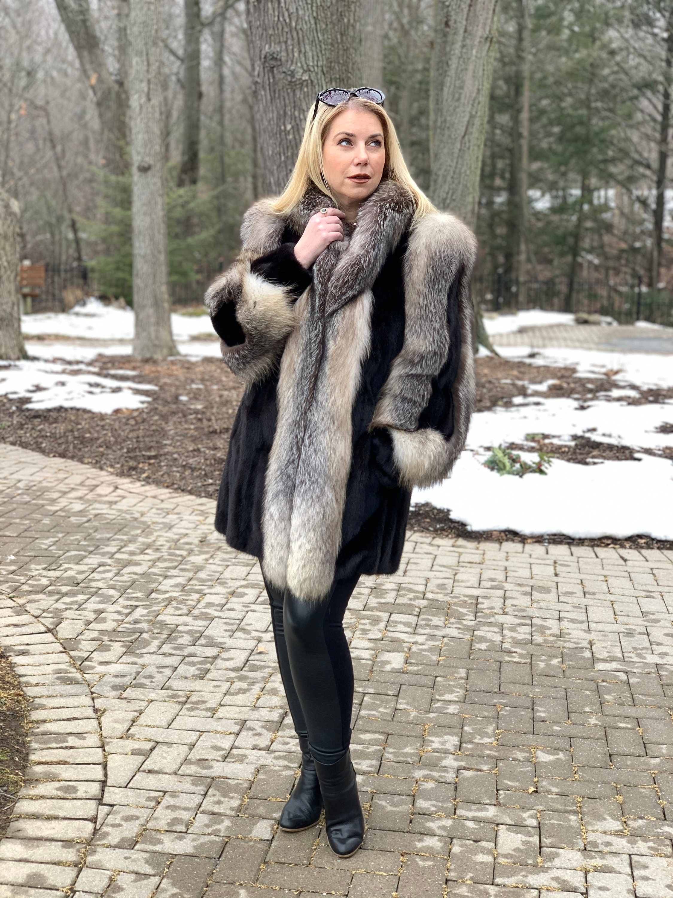 Mink & Fox Fur Coat Jacket Chubby - Etsy