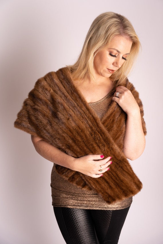 Mink fur stole shawl wrap bolero cape - image 1