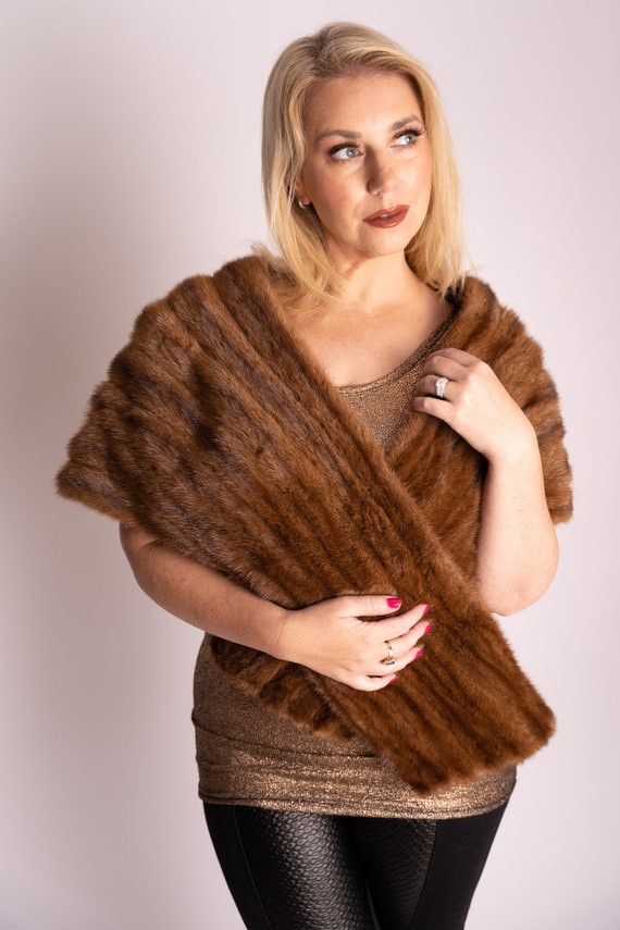 Mink fur stole shawl wrap bolero cape - image 4