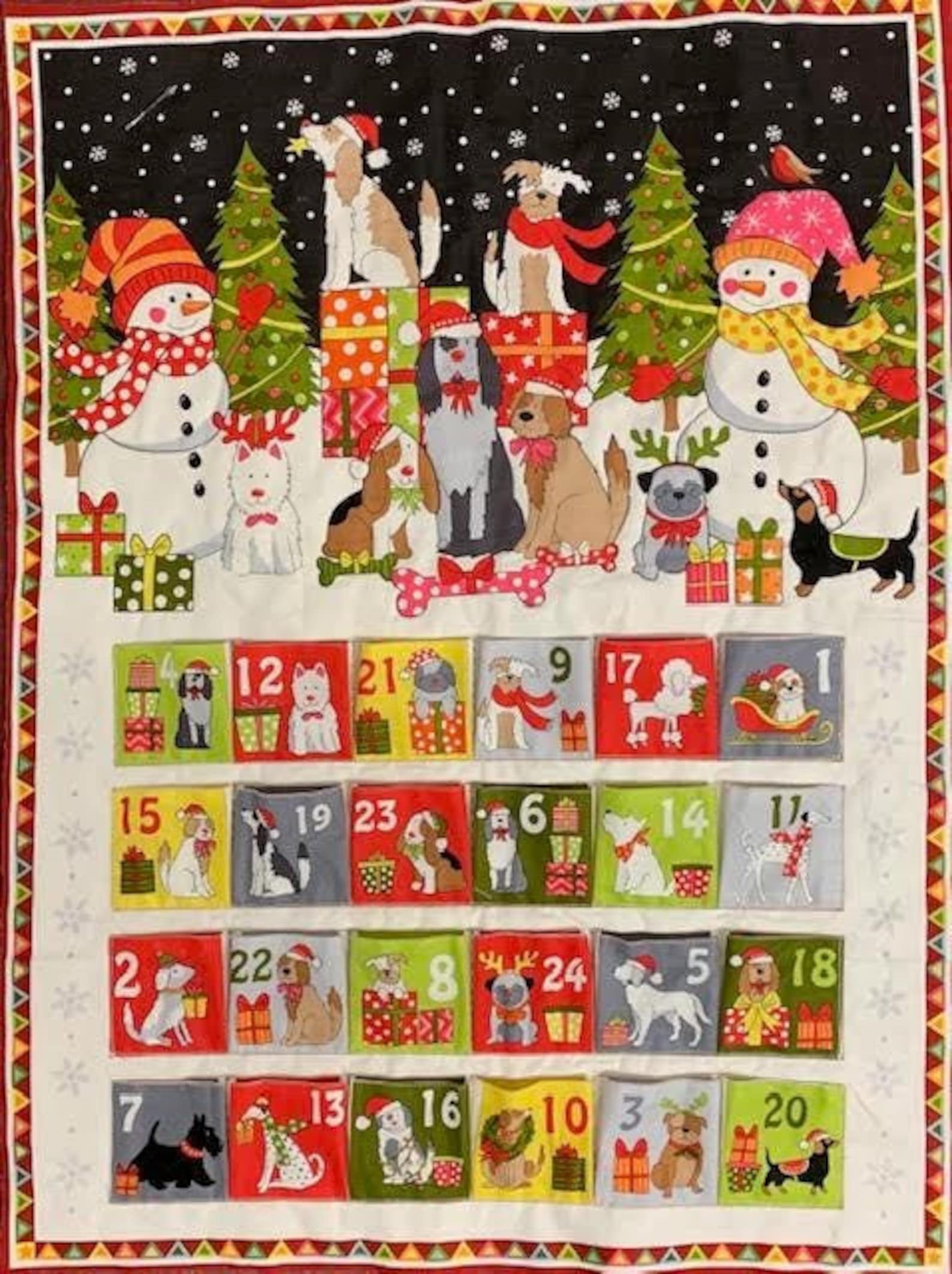 Yappy Christmas advent calendar fabric panel from Makower Etsy Yappy Christmas advent calendar fabric panel from Makower Etsy