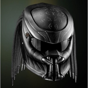 Custom Predator Helmet Black Silver Top Symbol For Motorcycle Approved DOT/ECE