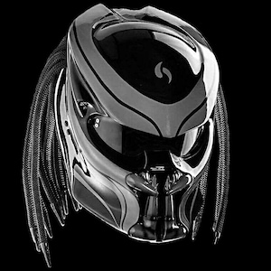 Predator Helmet Custom Black Dark Grey Graphics  For Motorcycle Approved DOT/ECE