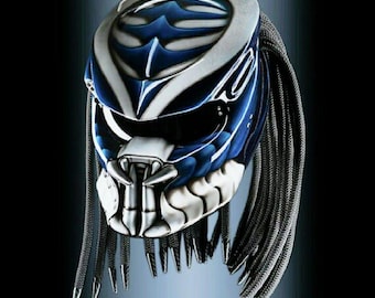 Motorcycle Helmet CustomPredator Black Blue Color Approved DOT/ECE