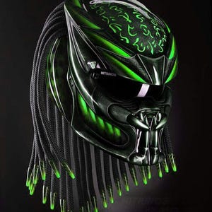 Predator Helmet Custom Green Black Color For Motorcycle Approved DOT/ECE