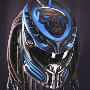 The Predator Helmet Custom King Skull Best Black Blue Color For Motorcycle Approved DOT/ECE
