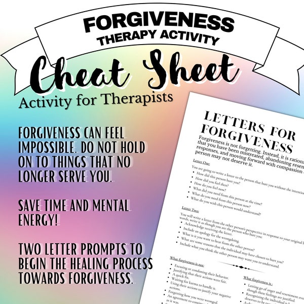 How to Forgive Others | Forgiveness Therapy Worksheet | Journaling for Letting Go and Moving On | Printables for Therapists and Teachers